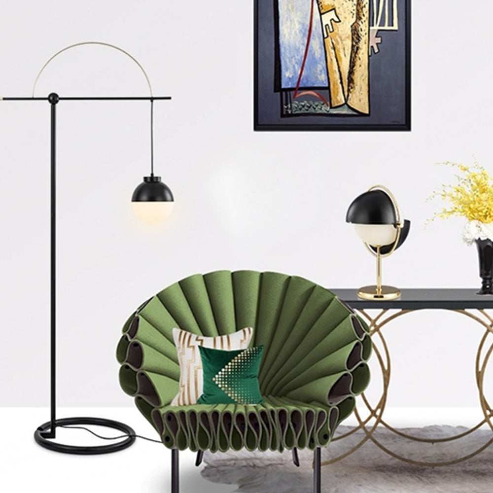 Lampadaire Rond Verre Noir 185cm