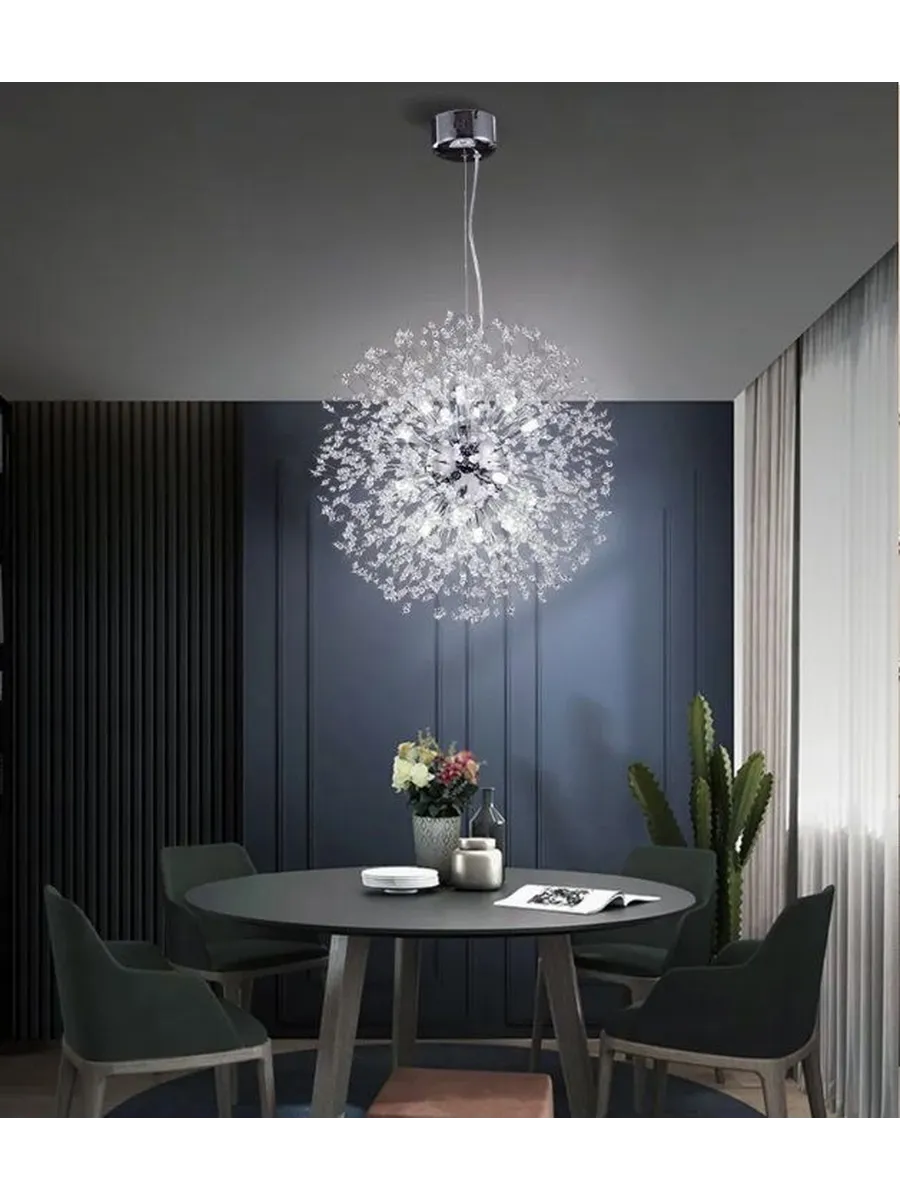Lustre LED Dandelion – Suspension Sculpturale Moderne Or Argent