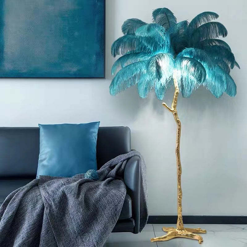 Lampadaire Fleur Plumes Coloré