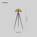 Lampadaire Tripode Noir & Or Vintage