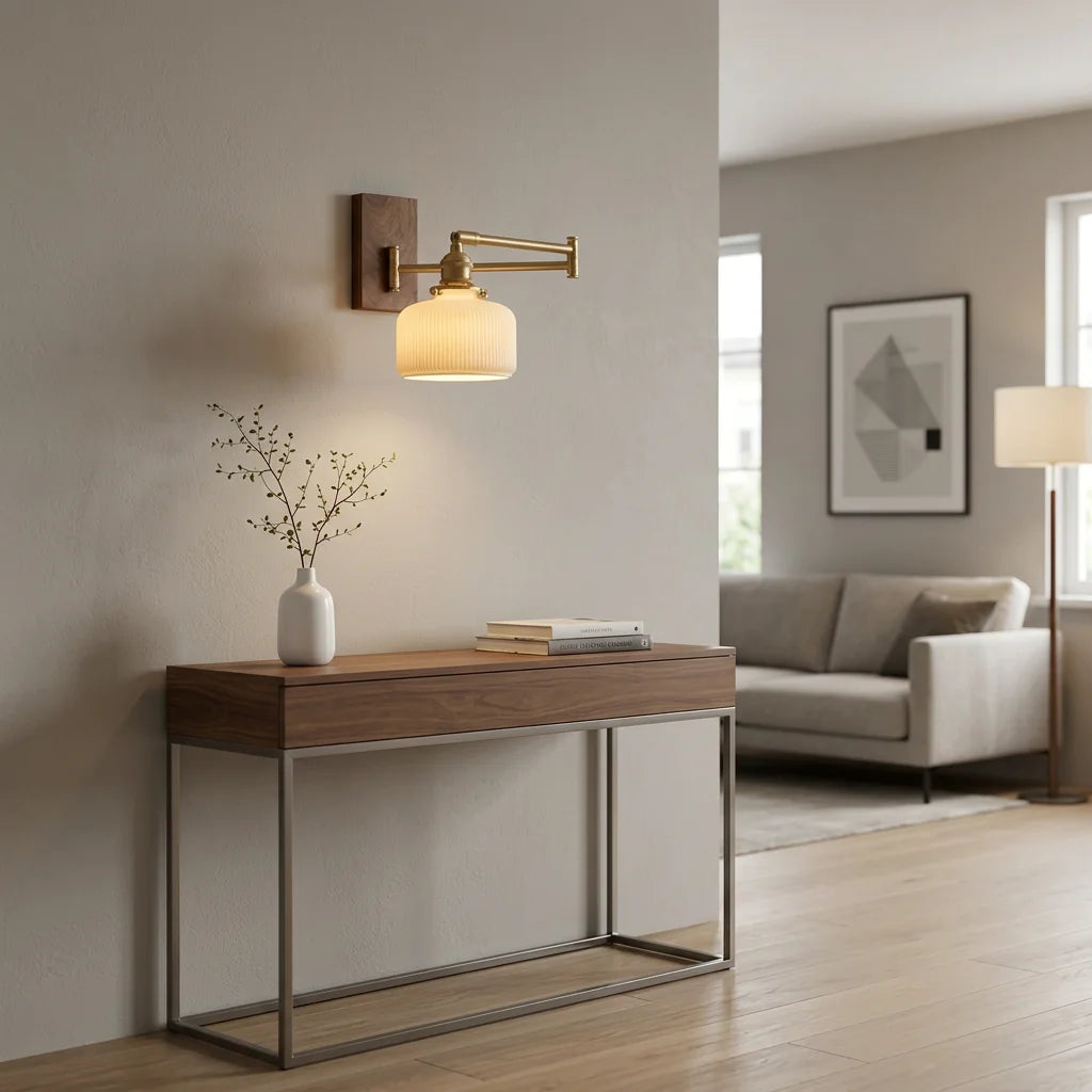 Applique Murale Alden au-dessus d'une console salon