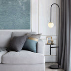 Lampadaire Marbre Verre Noir Tablette