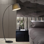 Lampadaire Arche Moderne, Métal/Tissu, Noir