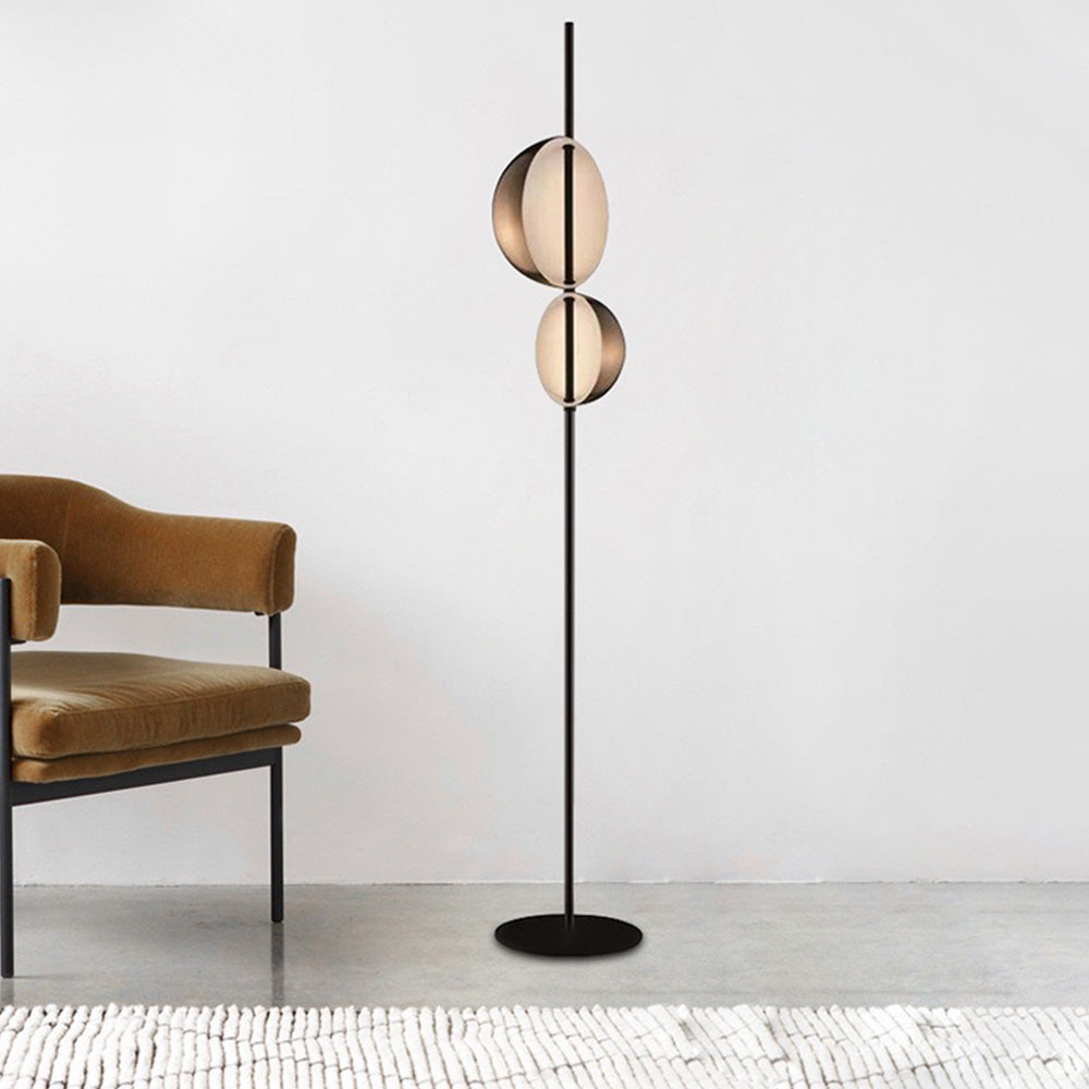 Lampadaire Rond Métal Noir & Or
