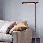 Lampadaire Linéaire Métal & Bois Doré