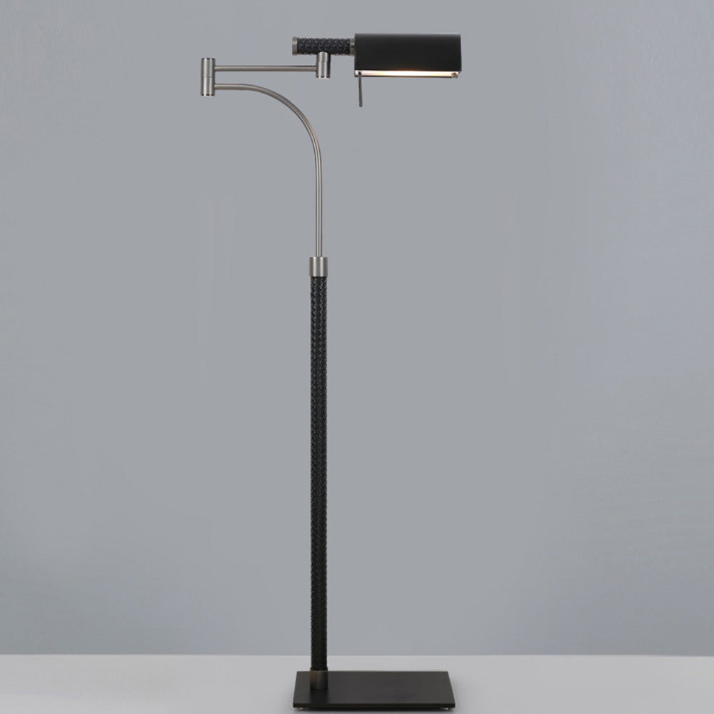 Lampadaire Rectangulaire Cuir Noir