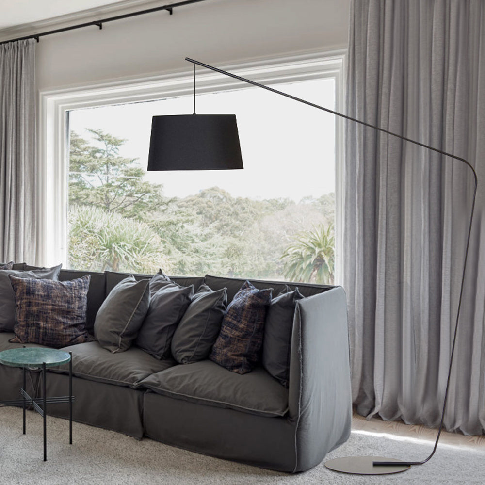 Lampadaire Dôme Tissu Noir