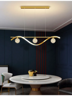 Lustre LED Ondulé Aluminium – Design Minimaliste Contemporain Salon