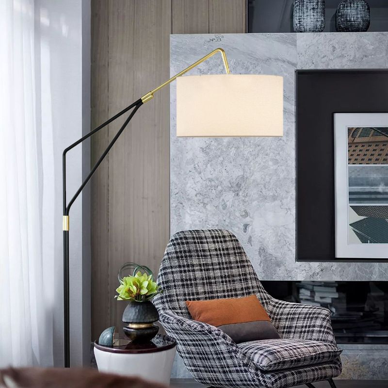 Lampadaire Cylindre Tissu Blanc