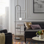 Lampadaire Marbre Verre Noir Tablette