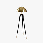 Lampadaire Tripode Noir & Or Vintage