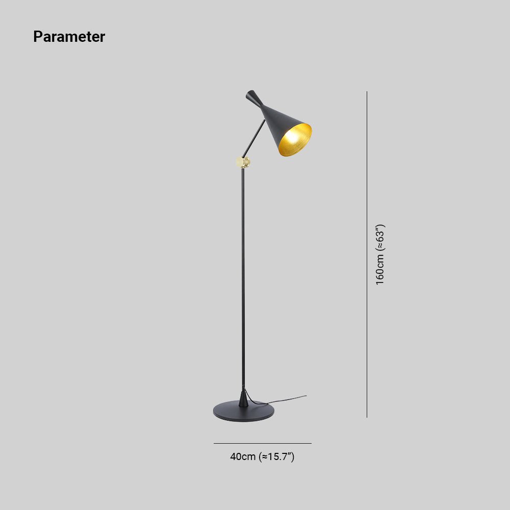 Lampadaire Entonnoir Métal Noir