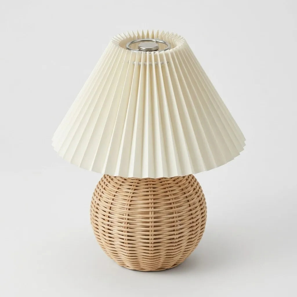 Lampe Vintage Rotin Céramique