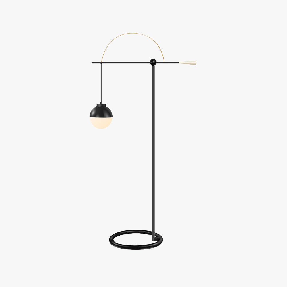 Lampadaire Rond Verre Noir 185cm