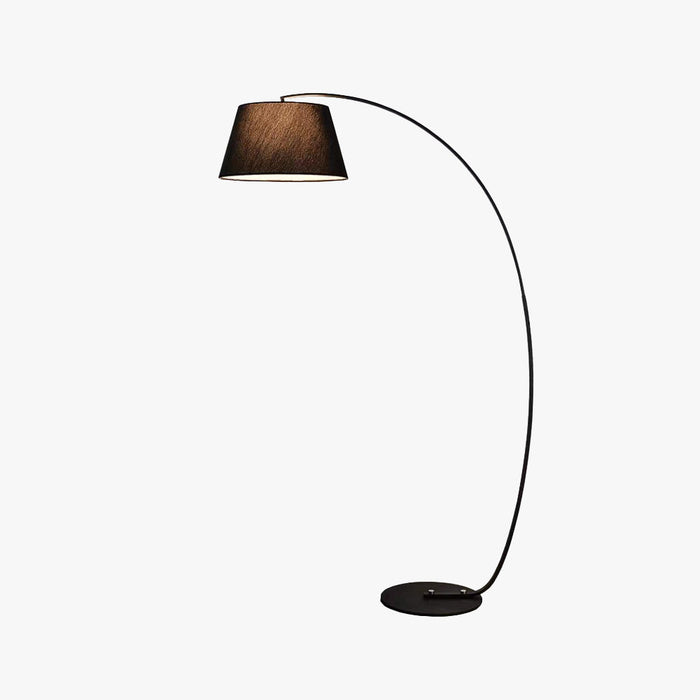 Lampadaire arc tissu noir métal design moderne salon chambre lecture