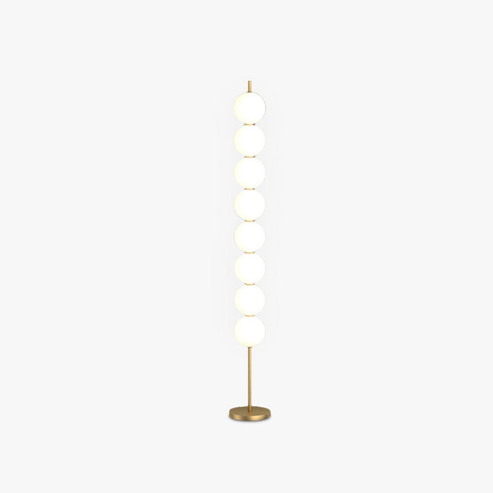 Lampadaire multi-globe laiton verre blanc sculptural salon salle à manger