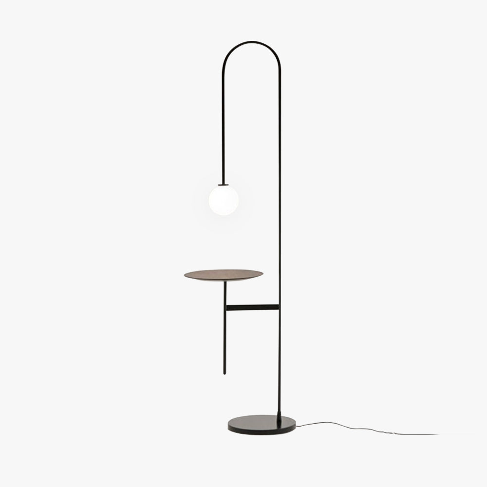 Lampadaire Marbre Verre Noir Tablette