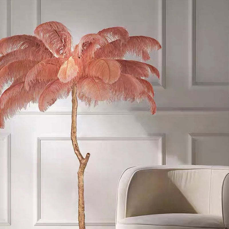 Lampadaire Fleur Plumes Coloré