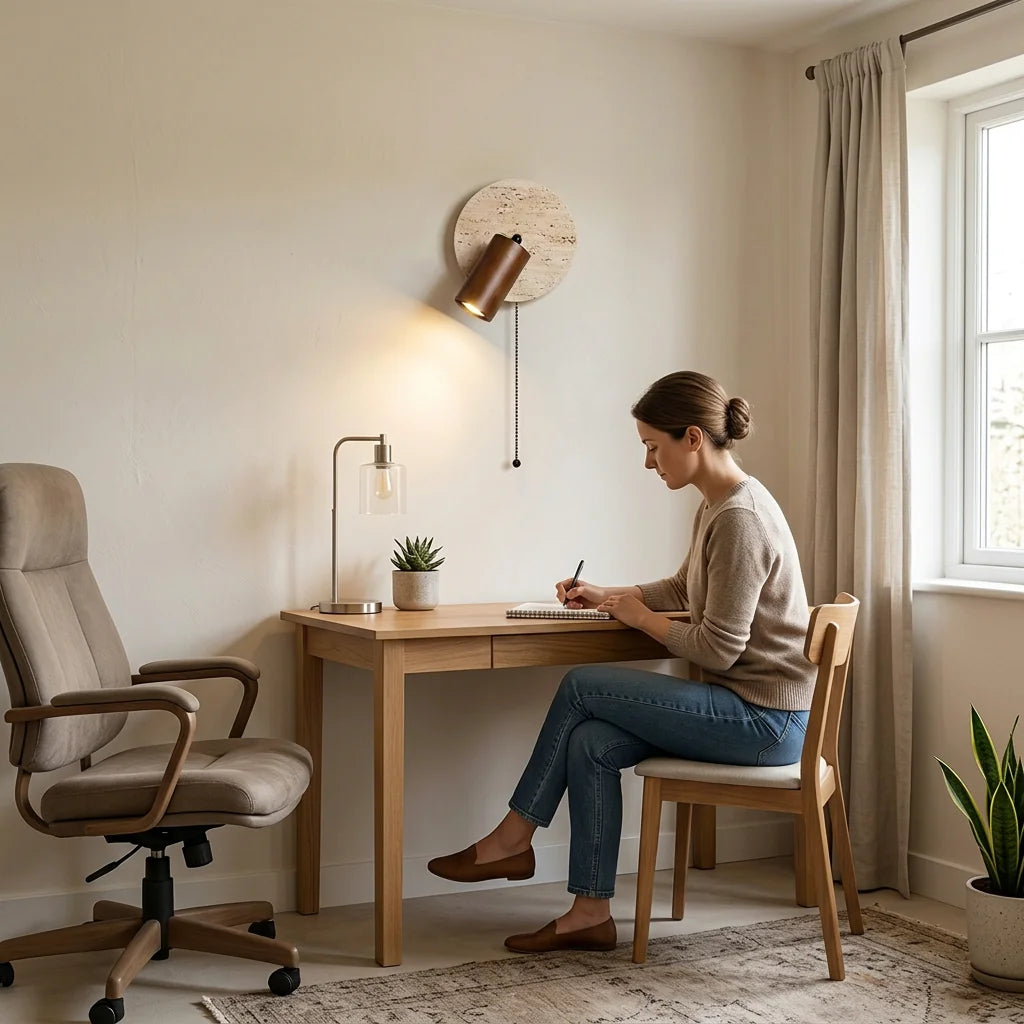 Applique Murale Windalo noyer au-dessus d'un bureau