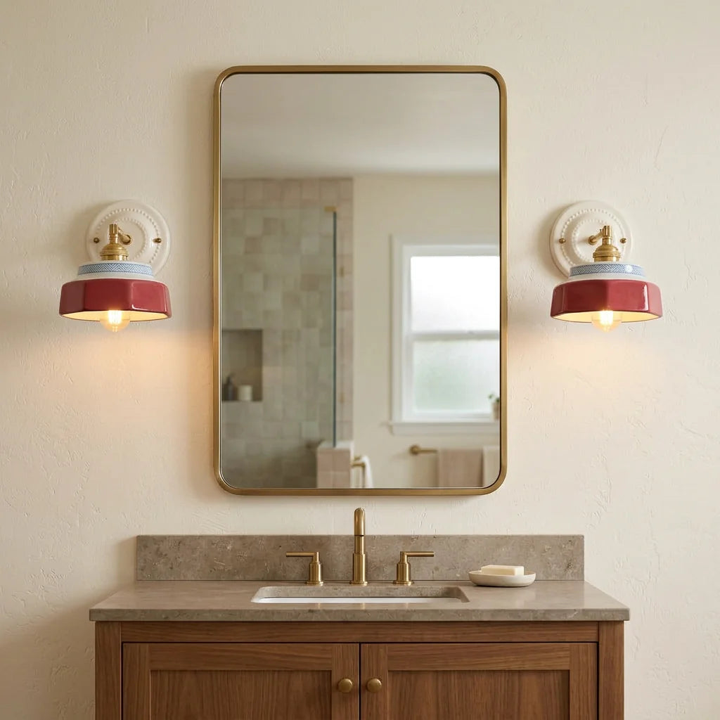 Applique Murale Roselia en paire de chaque cote du miroir salle de bain