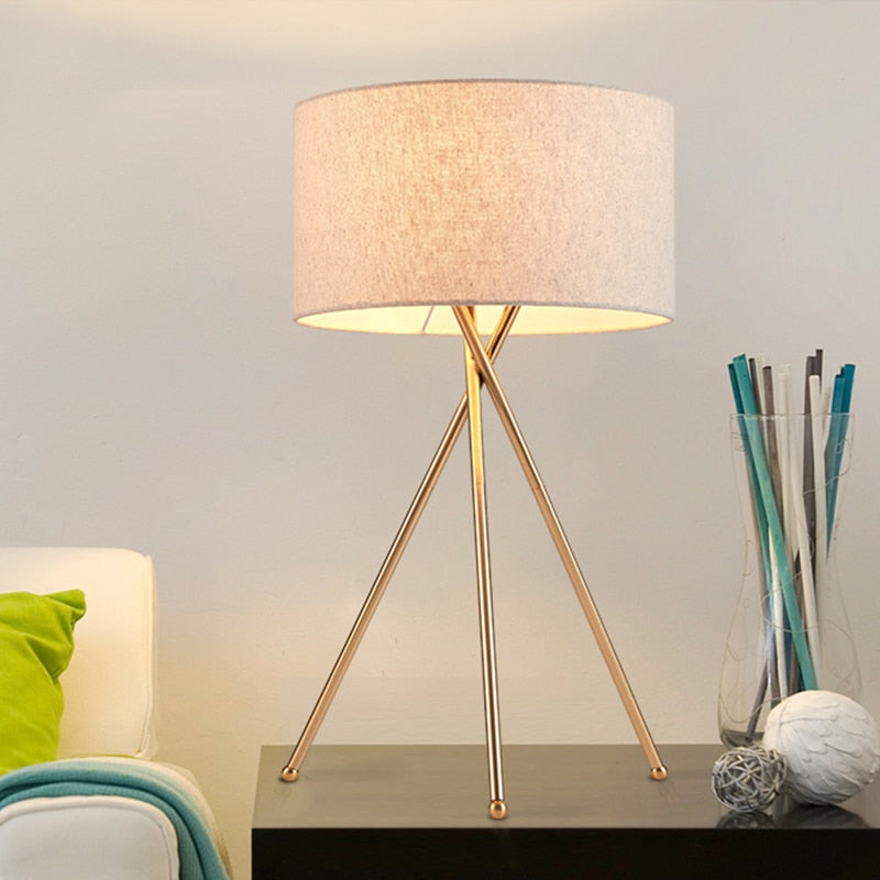 Lampadaire Cylindre Tissu Blanc 2-en-1