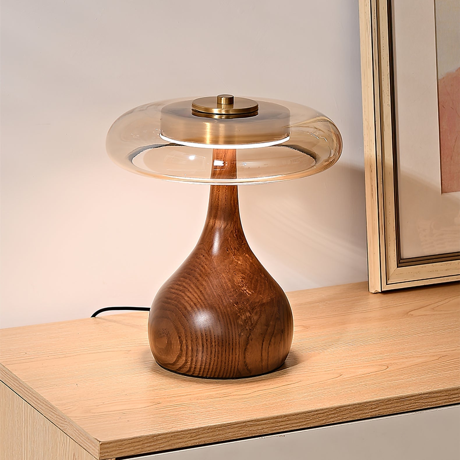 Lampe de Table Verre & Bois – Design Luxe Dimmable, Andi