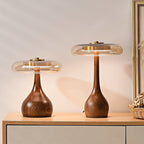 Lampe de Table Verre & Bois – Design Luxe Dimmable, Andi