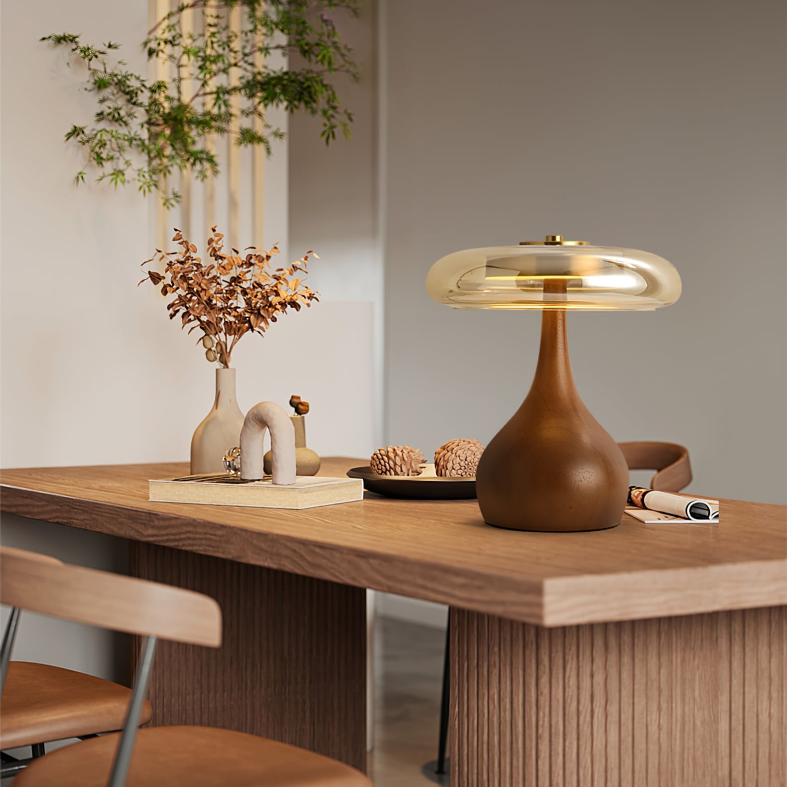 Lampe de Table Verre & Bois – Design Luxe Dimmable, Andi