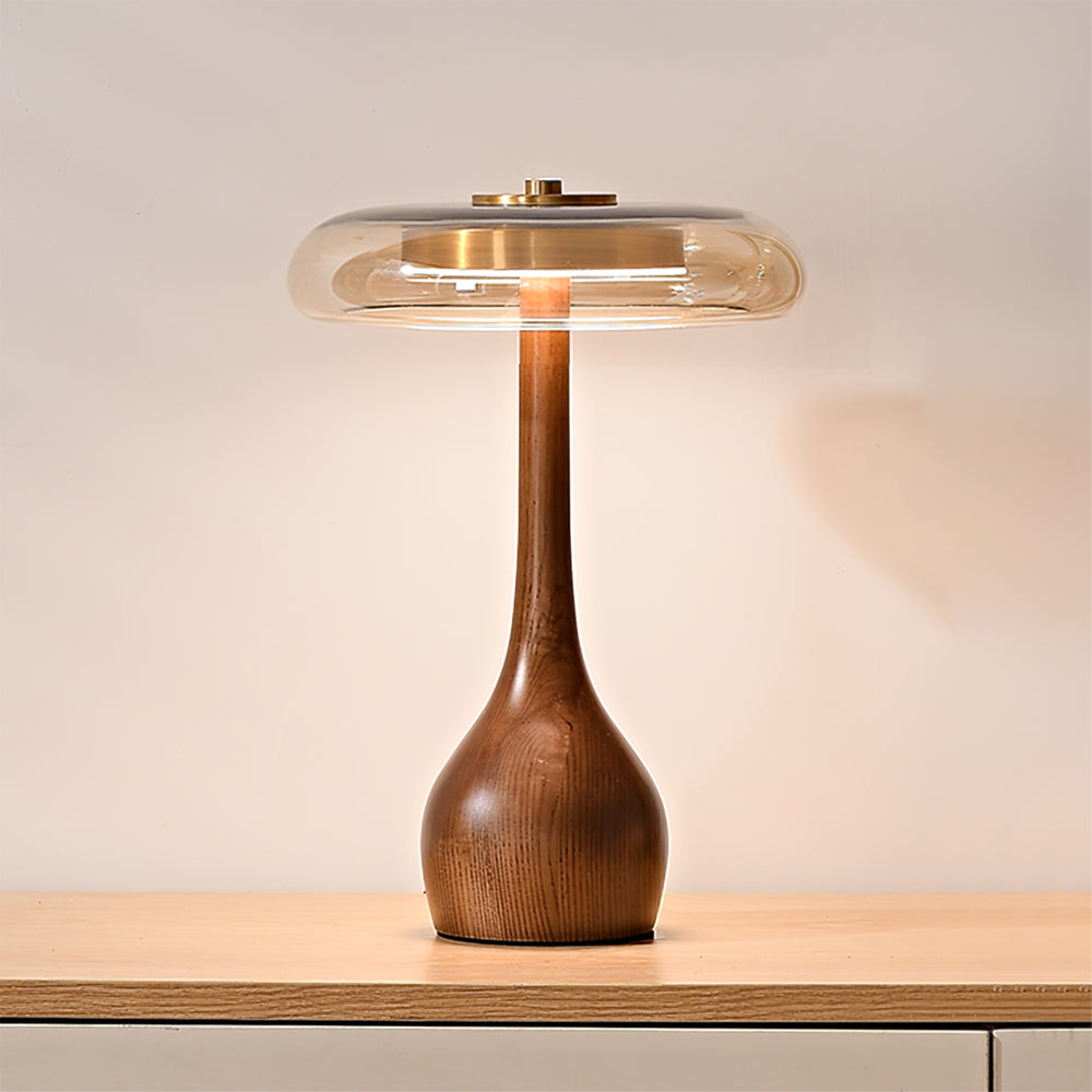 Lampe de Table Verre & Bois – Design Luxe Dimmable, Andi