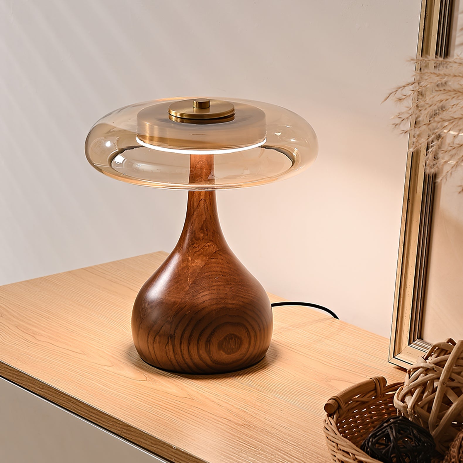 Lampe de Table Verre & Bois – Design Luxe Dimmable, Andi