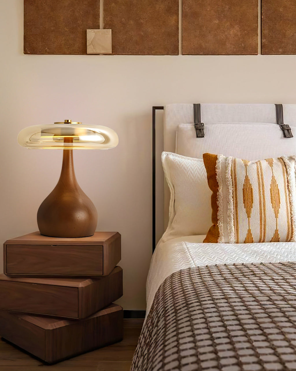 Lampe de Table Verre & Bois – Design Luxe Dimmable, Andi
