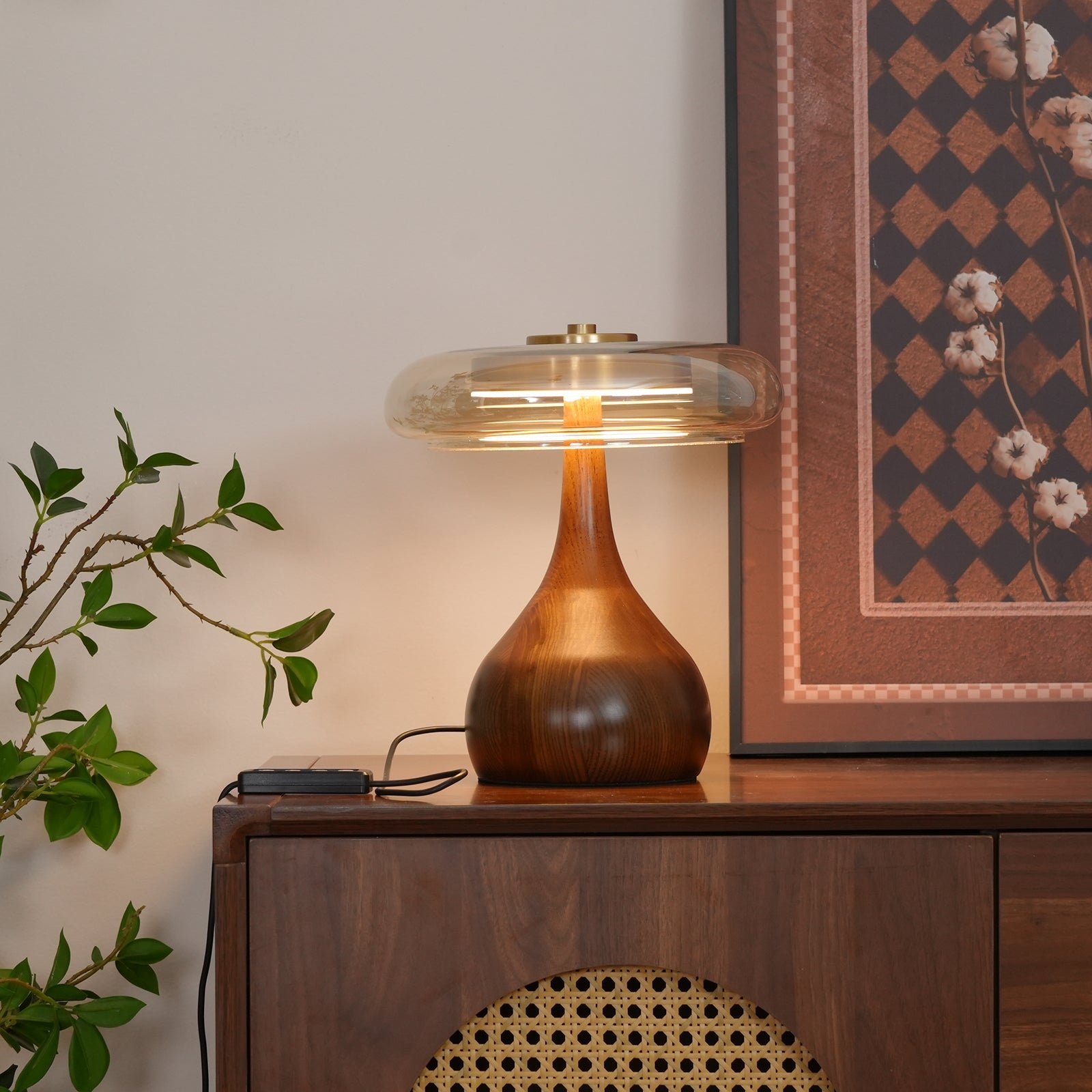 Lampe de Table Verre & Bois – Design Luxe Dimmable, Andi