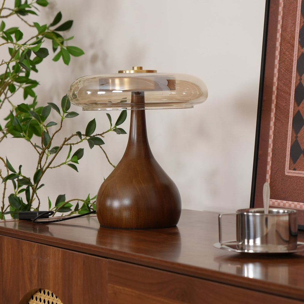 Lampe de Table Verre & Bois – Design Luxe Dimmable, Andi