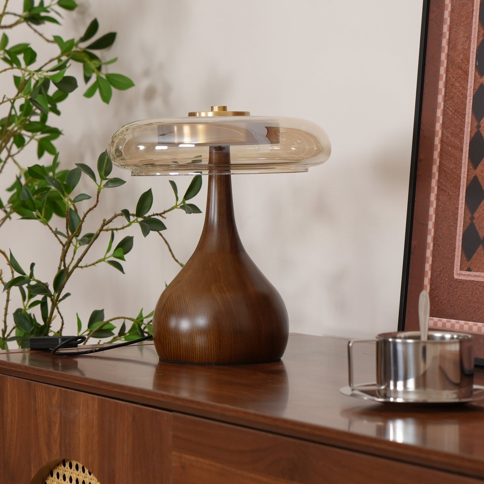Lampe de Table Verre & Bois – Design Luxe Dimmable, Andi