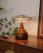 Lampe de Table Verre & Bois – Design Luxe Dimmable, Andi