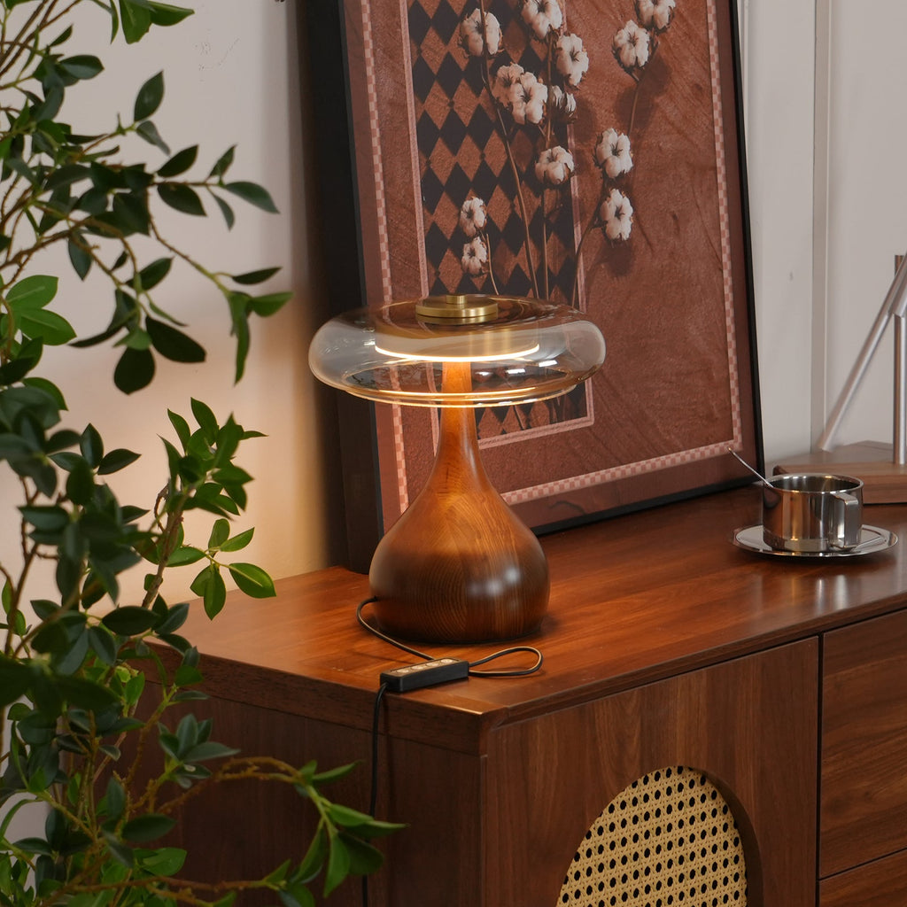 Lampe de Table Verre & Bois – Design Luxe Dimmable, Andi