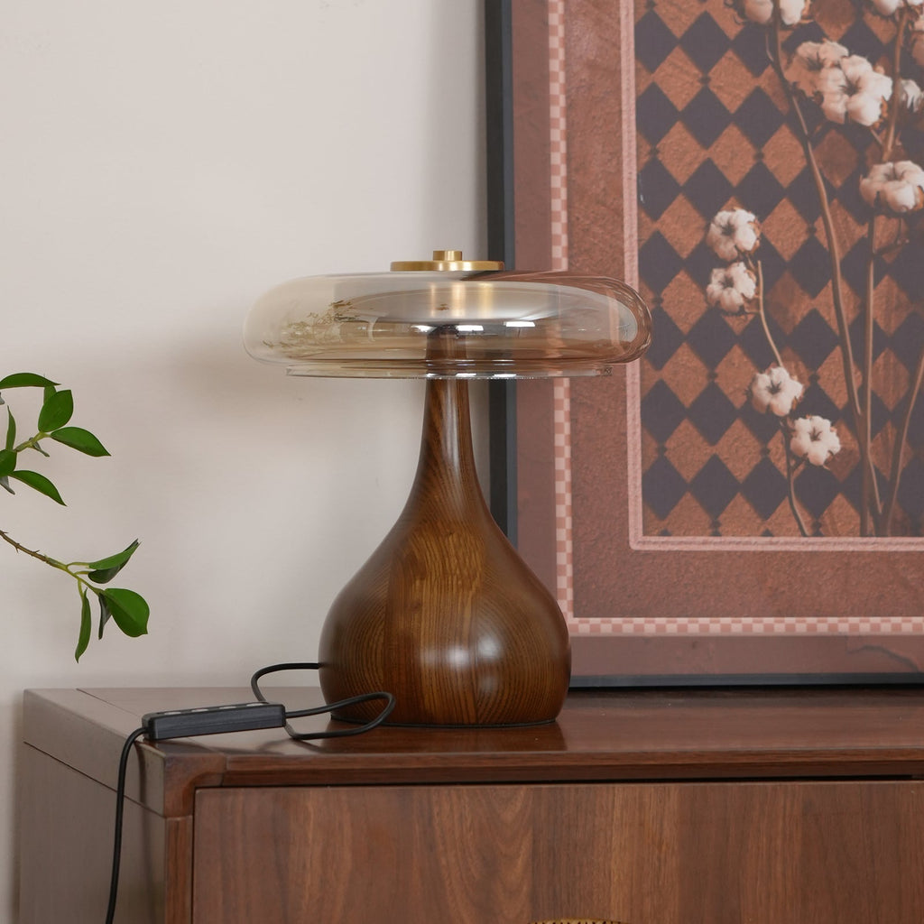 Lampe de Table Verre & Bois – Design Luxe Dimmable, Andi