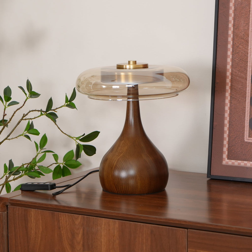 Lampe de Table Verre & Bois – Design Luxe Dimmable, Andi