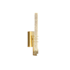 Applique doree avec tube cristal bulles diffusant une lumiere elegante.