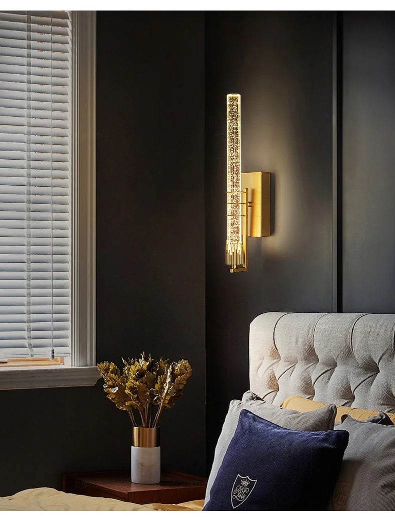 Applique cristal or avec lumiere douce et uniforme.