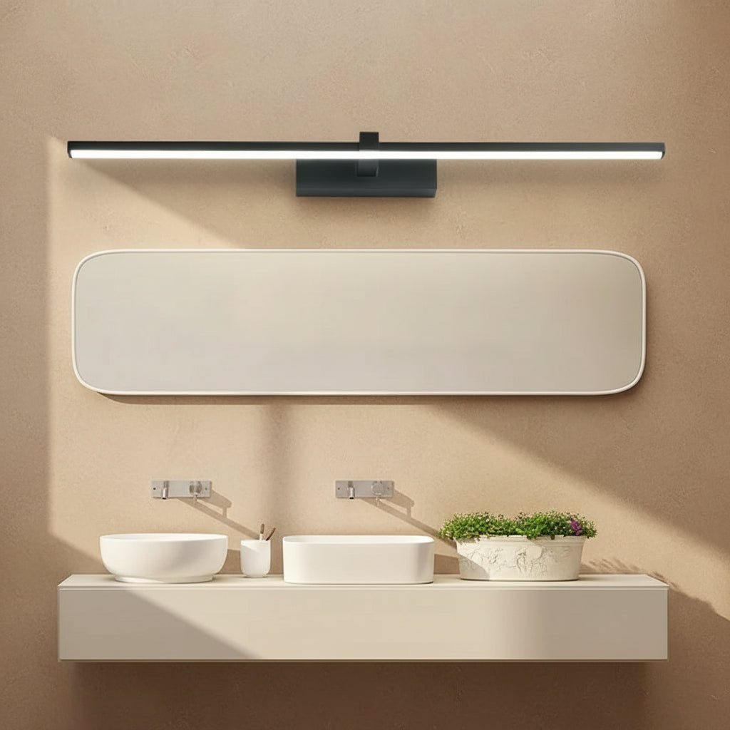 Applique design noire pour salle de bain moderne.