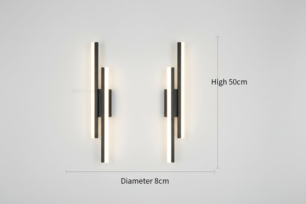 applique murale led noire double design moderne 50cm aluminium