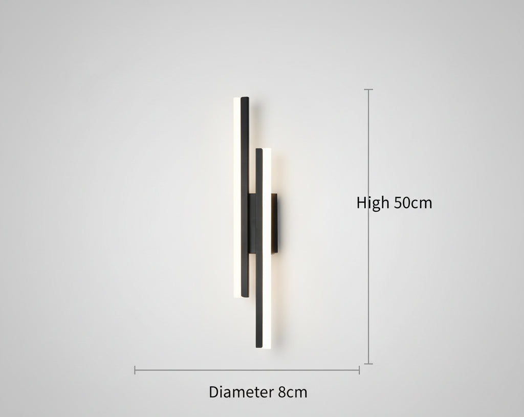 applique murale led noire double hauteur 50cm diametre 8cm