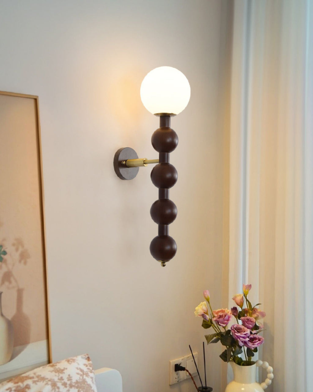 Applique Murale Bois Verre Bulle