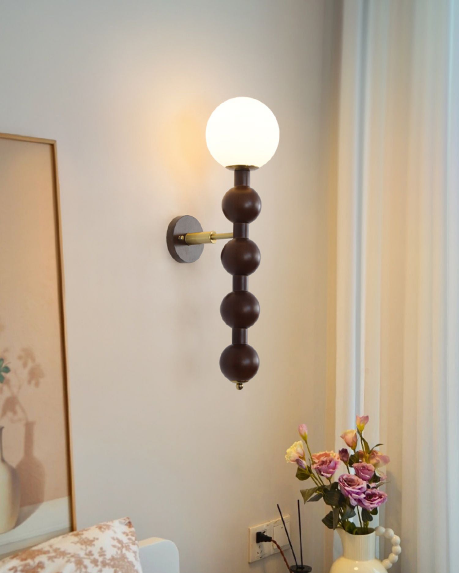 Applique Murale Bois Verre Bulle