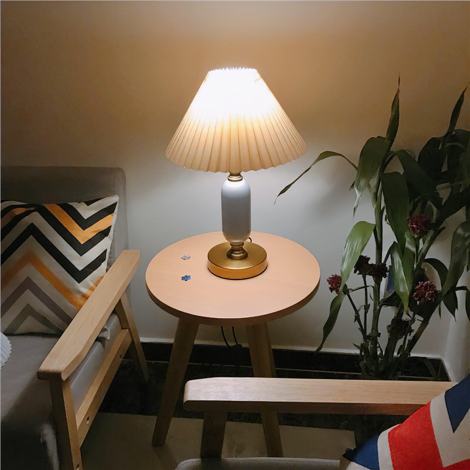 Lampe de Table Tissu Plissé