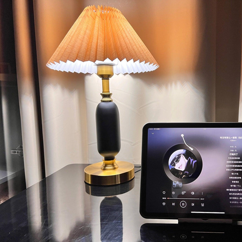 Lampe de Table Tissu Plissé