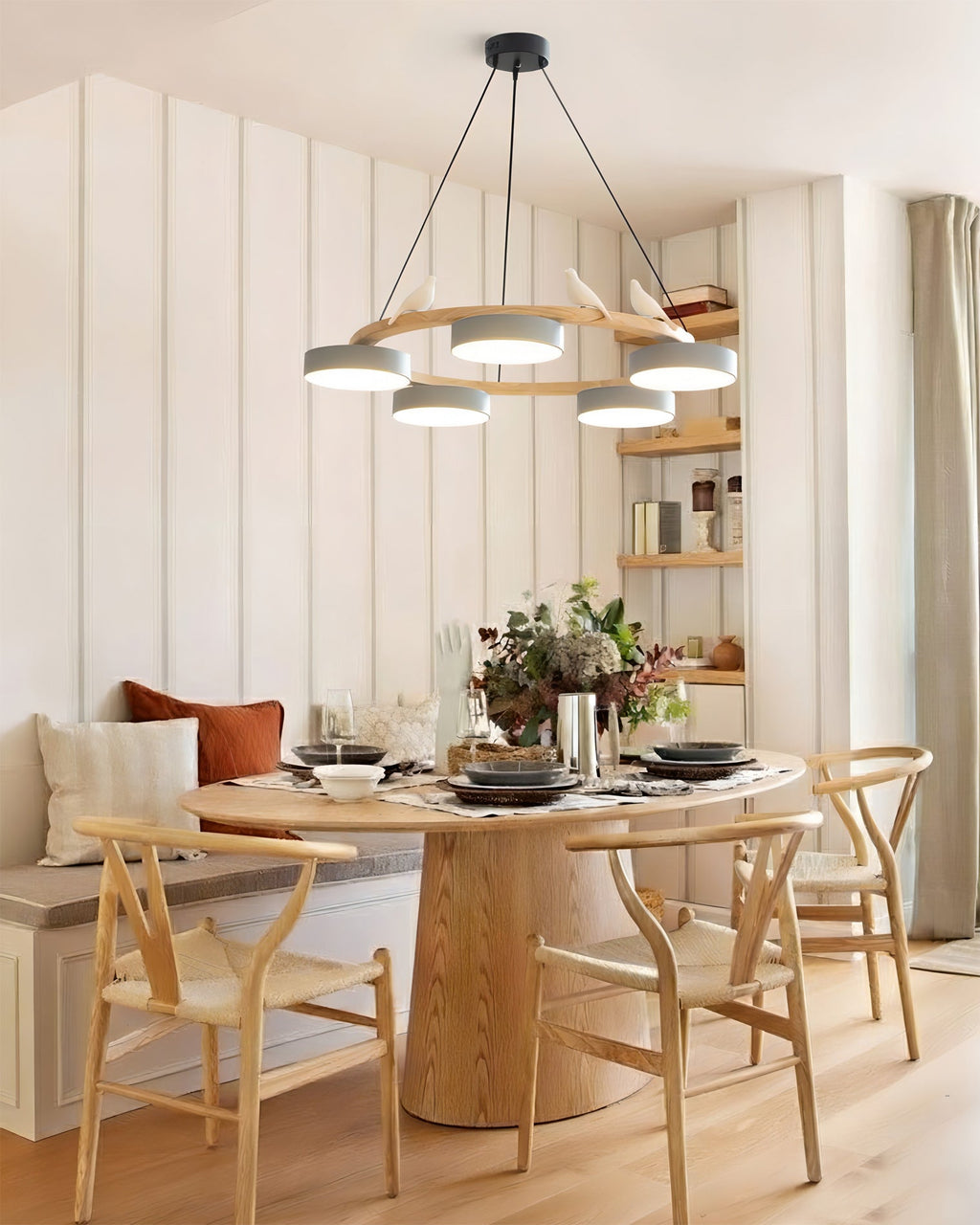 Lustre Bois Oiseau Rond – Design Naturel Scandinave, Sienna