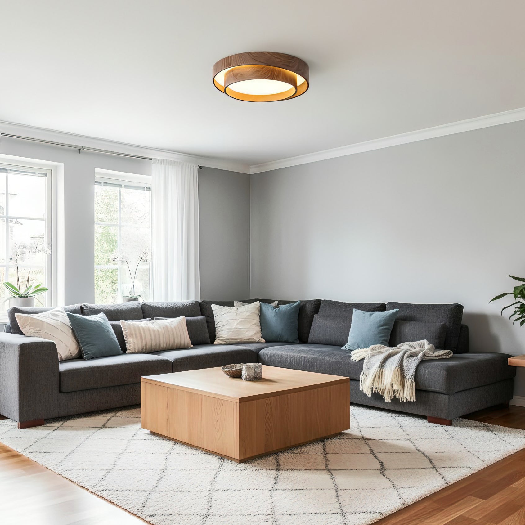 Plafonnier LED Bois Noyer