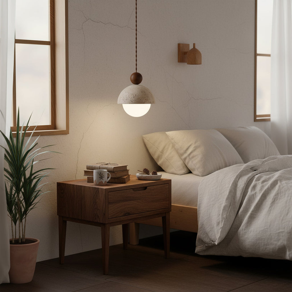 Suspension Bois Naturel Ronde – Design Japonais Épuré, Palermo